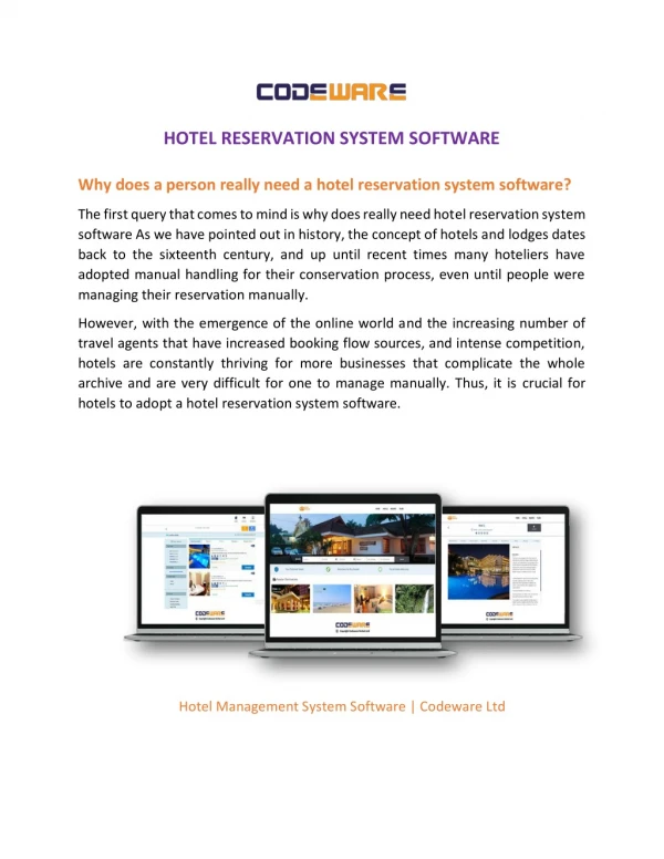 Hotel Reservation System Software | Codeware Ltd.