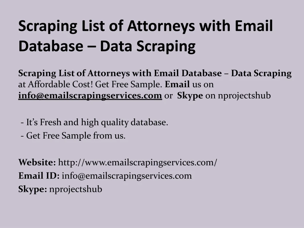 scraping list of attorneys with email database data scraping