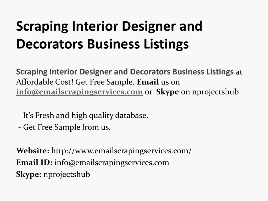 scraping interior designer and decorators business listings