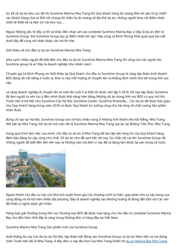 5 điều bạn phải biết về vi tri Sunshine Marina Nha Trang Bay