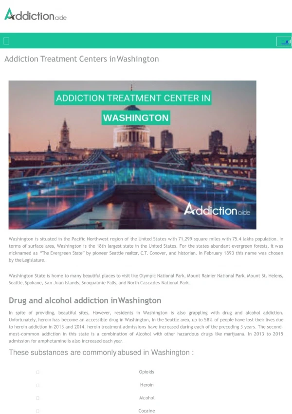 Addiction Treatment Centers in WashingtonFind top-rated rehab centers in Washington. If you or a loved one is struggling