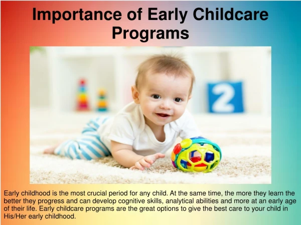 Know Why Early Childhood Program is Important For Your Infant Baby