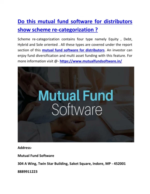 do this mutual fund software for distributors