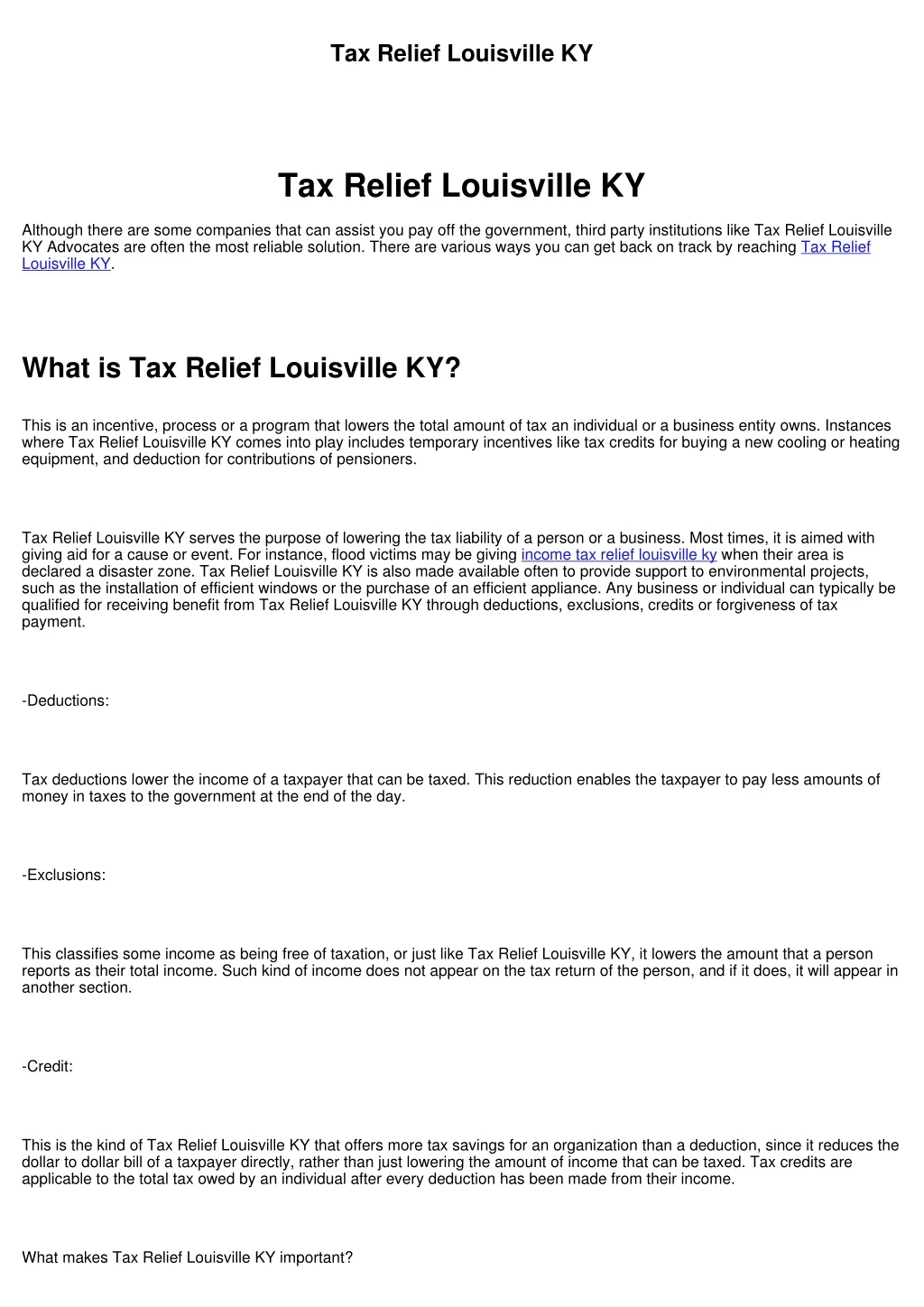 tax relief louisville ky