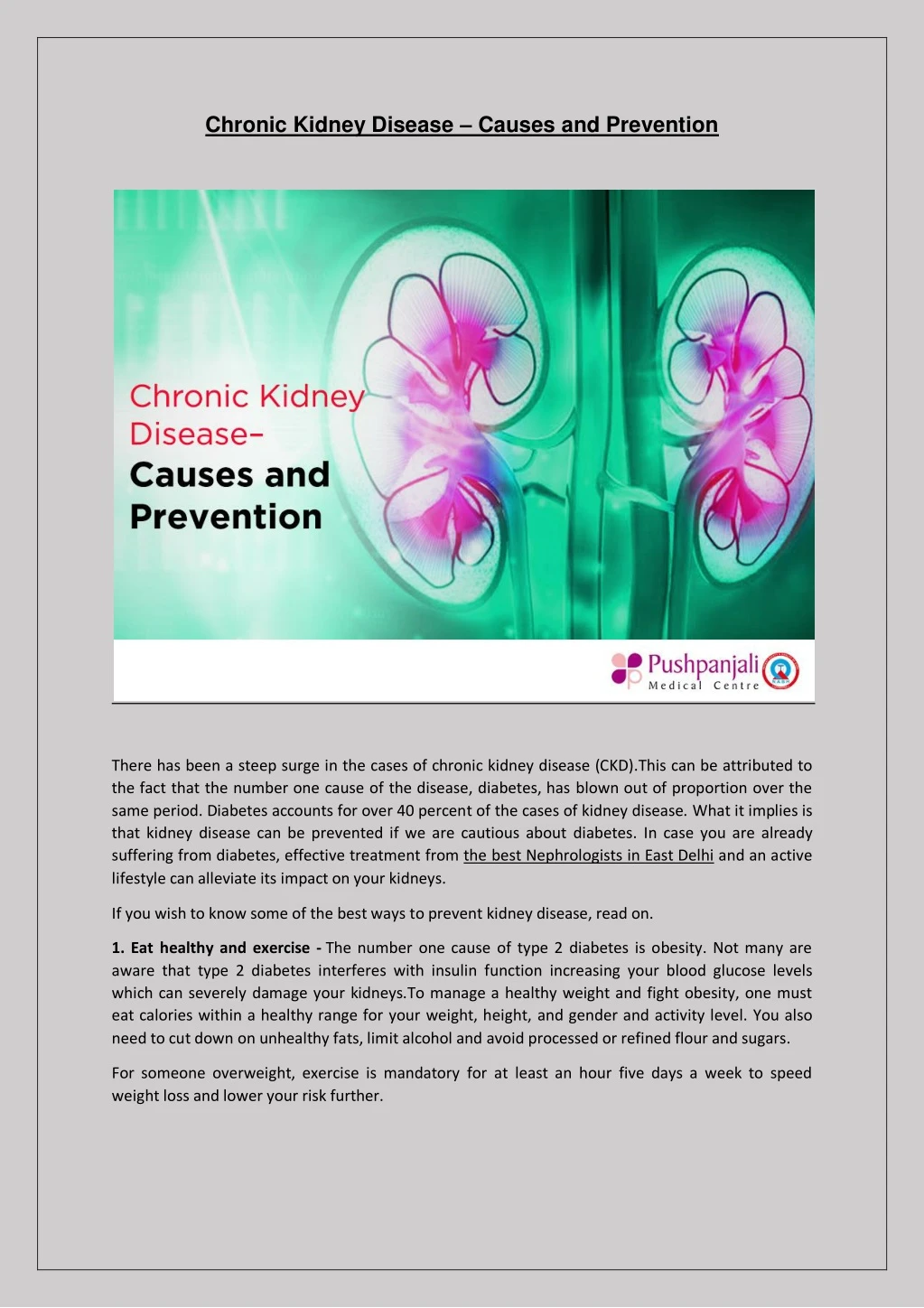chronic kidney disease causes and prevention