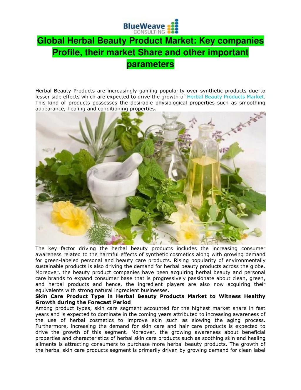 global herbal beauty product market key companies
