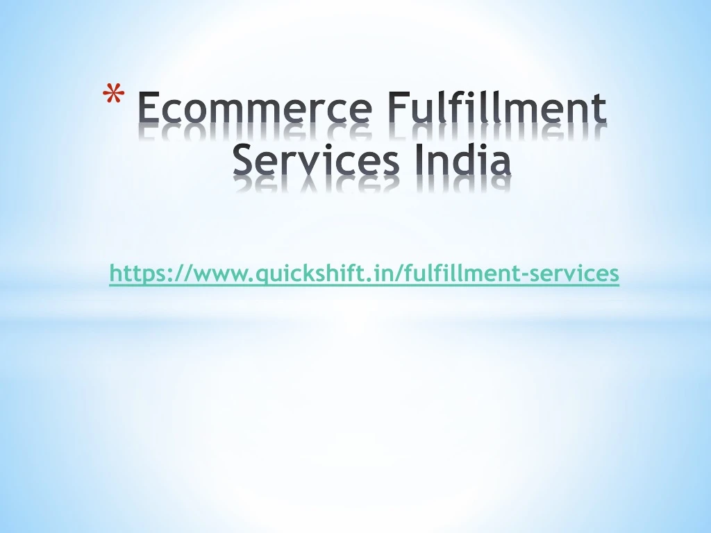 ecommerce fulfillment services india