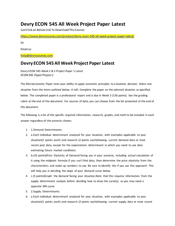 devry econ 545 all week project paper latest just
