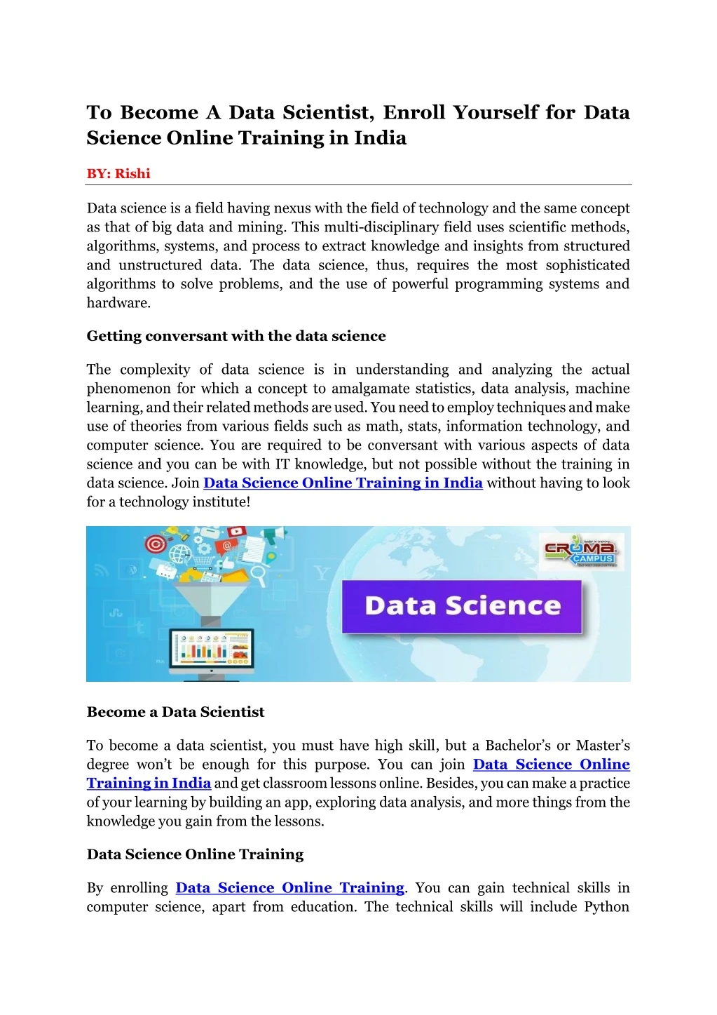 to become a data scientist enroll yourself
