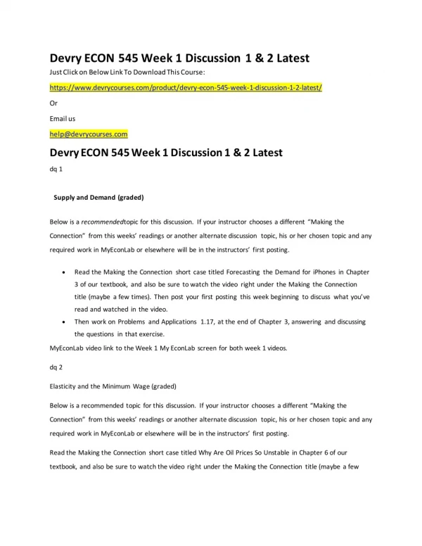 MyEconLab video link to the Week 1 My EconLab screen for both week 1 videos.