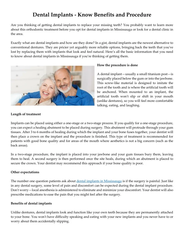 Dental Implants - Know Benefits and Procedure