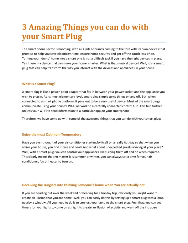 3 Amazing Things you can do with your Smart Plug