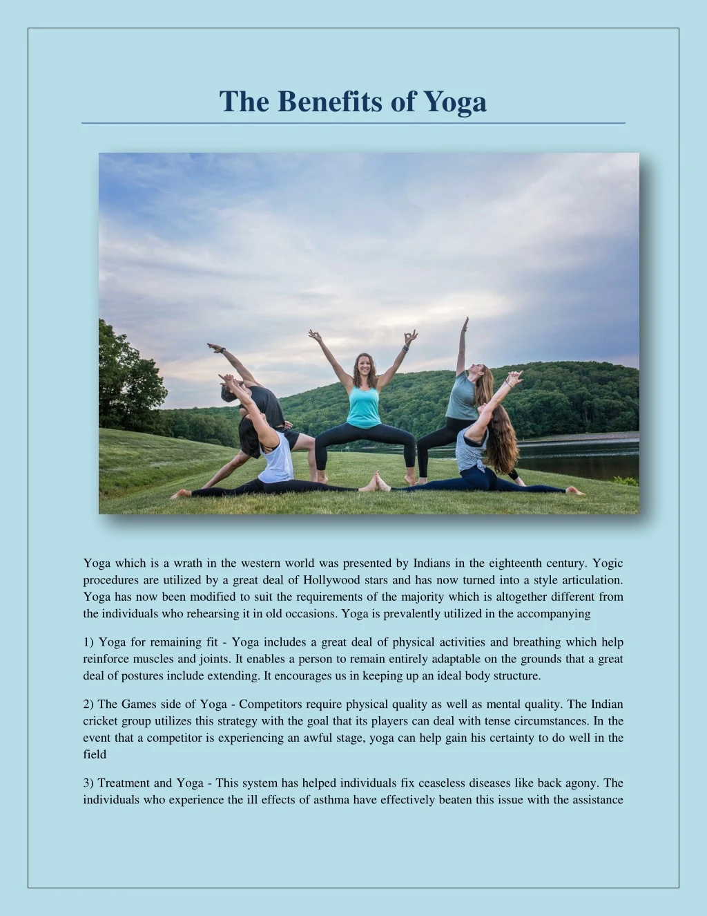 the benefits of yoga