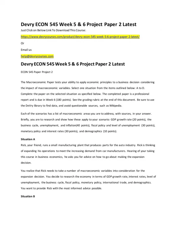 devry econ 545 week 5 6 project paper 2 latest