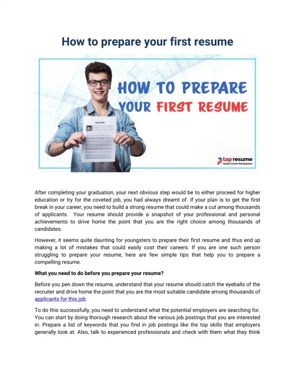 How to prepare your first resume