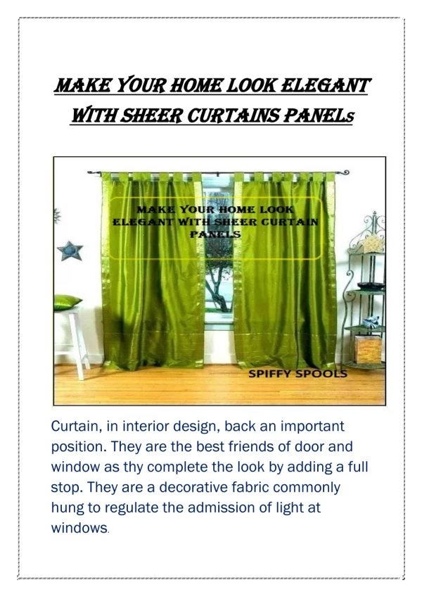 Make your home look elegant with sheer curtains panels Curtain, in