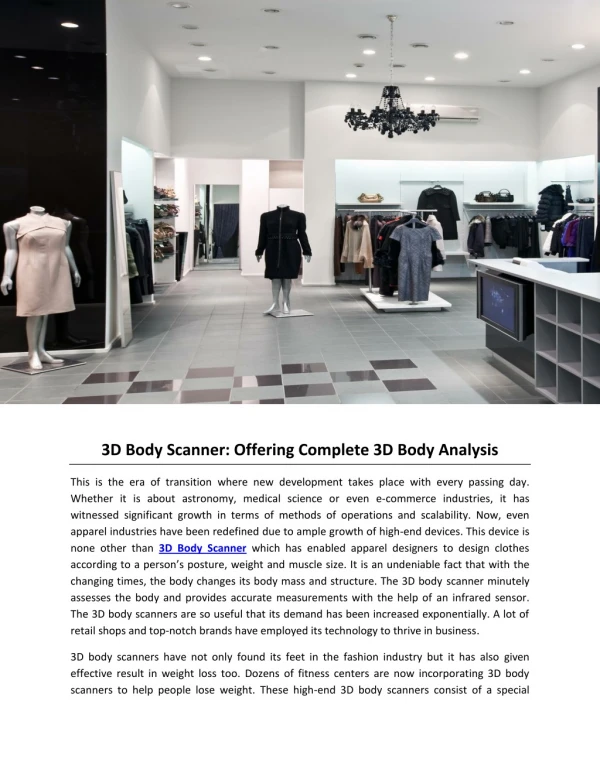 3D Body Scanner: Offering Complete 3D Body Analysis
