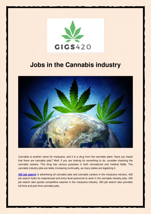 Jobs in the Cannabis industry