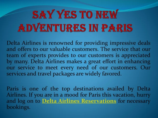 Say Yes to New Adventures in Paris