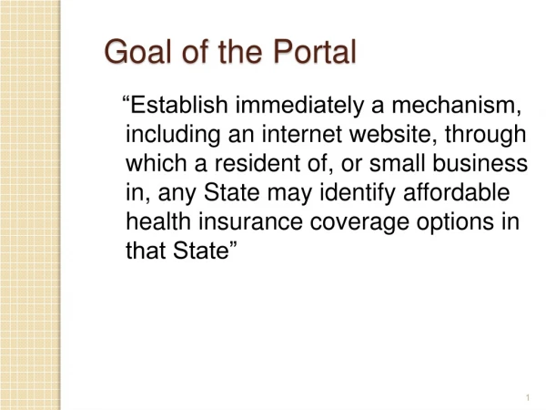 Goal of the Portal