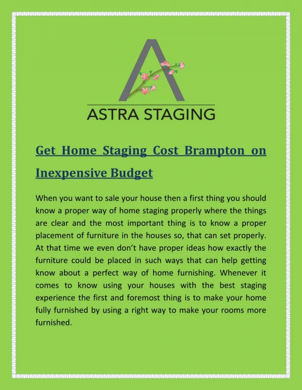 Get Home Staging Cost Brampton on Inexpensive Budget