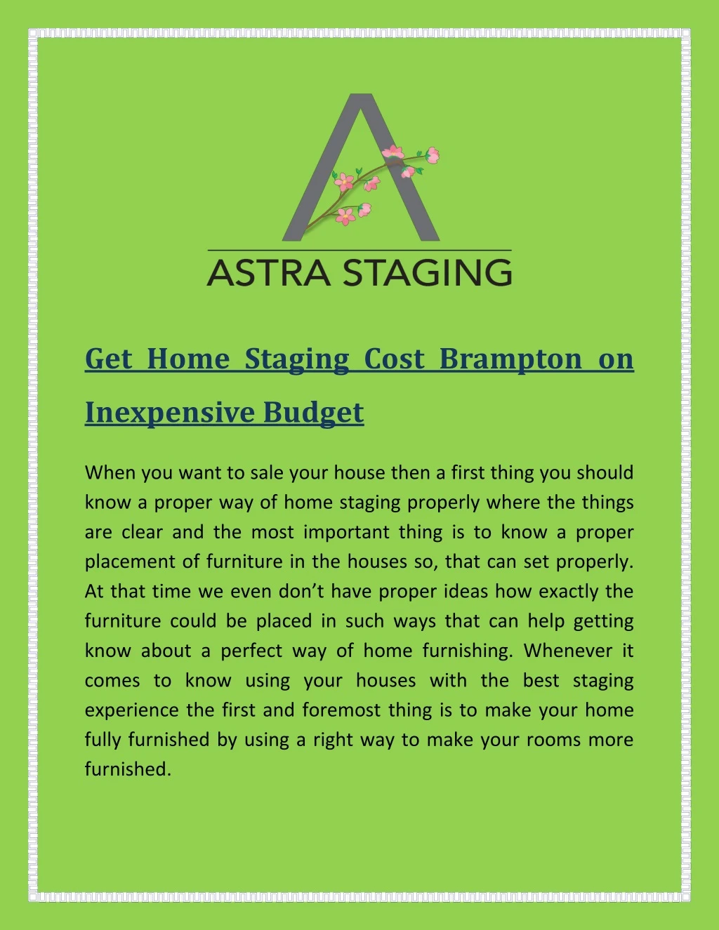 get home staging cost brampton on