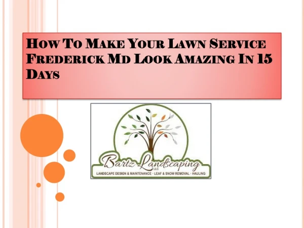 How To Make Your Lawn Service Frederick Md Look Amazing In 15 Days