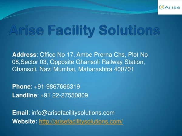 Facility Management Companies in Mumbai | Arise Facility Solutions