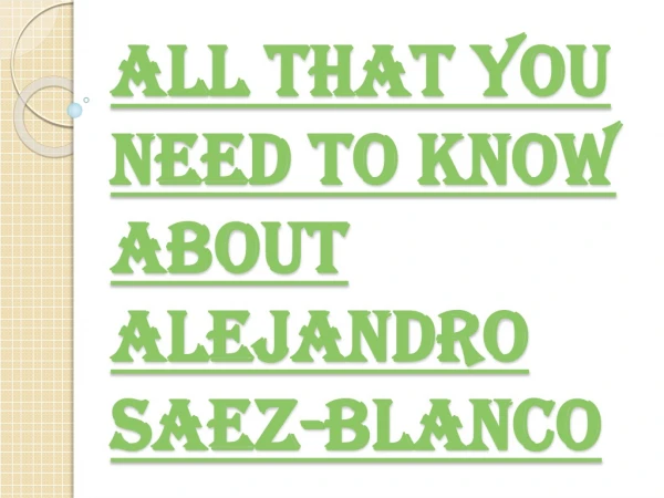 What Occurs Next with Alejandro Saez-Blanco?