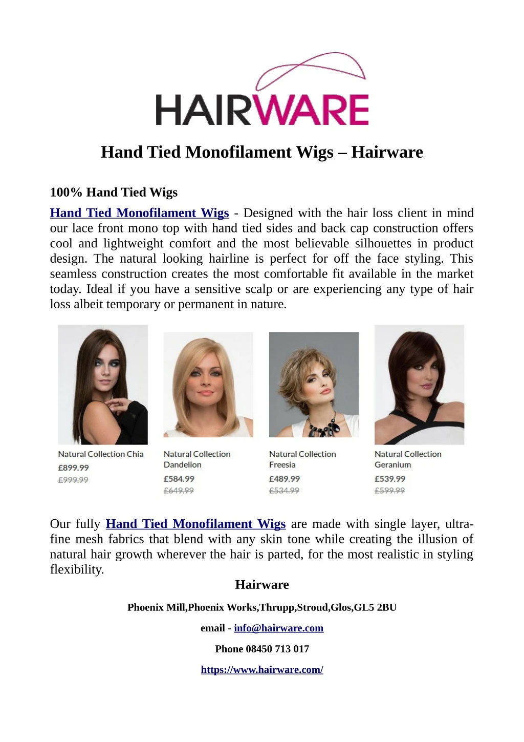 hand tied monofilament wigs hairware