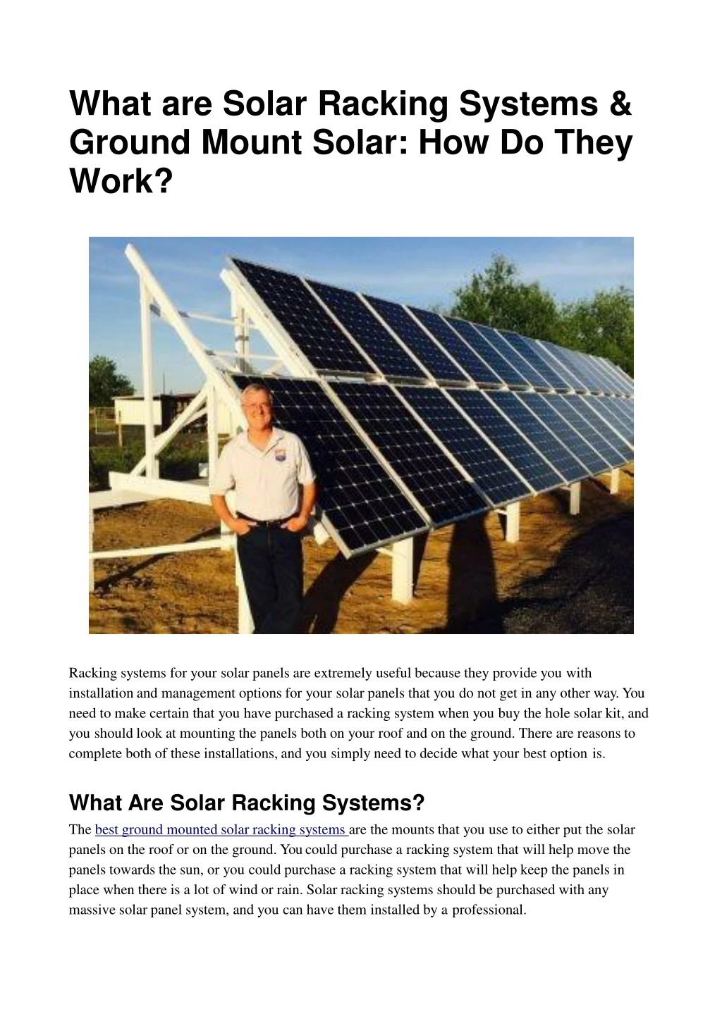 what are solar racking systems ground mount solar how do they work