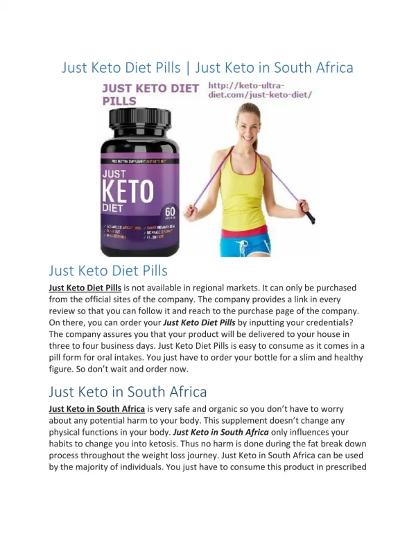 Just Keto Diet Pills in South Africa