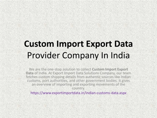 Customs Data India Provider