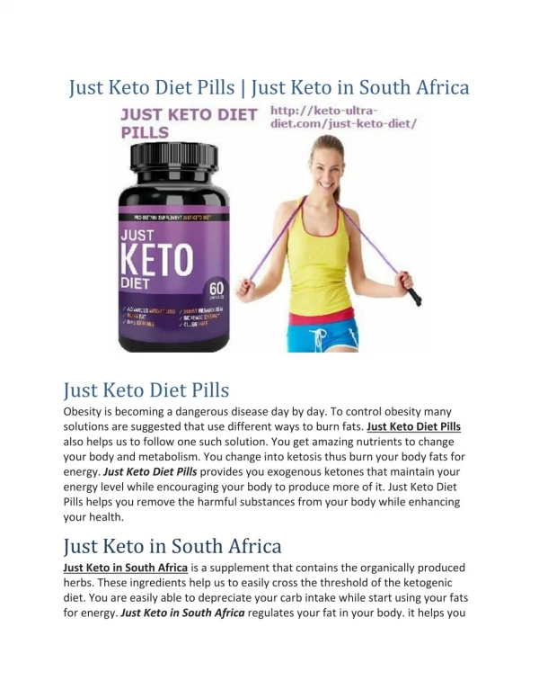 Just Keto Diet Pills in South Africa