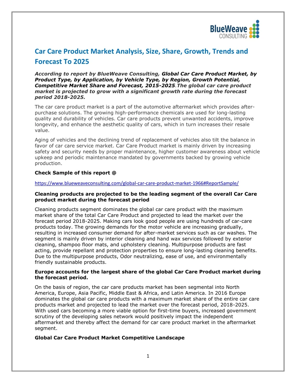 car care product market analysis size share