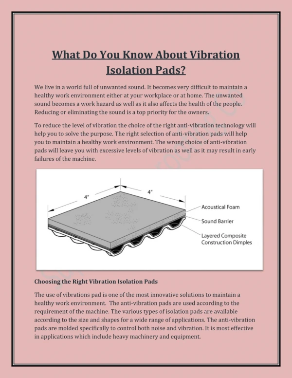 What Do You Know About Vibration Isolation Pads?