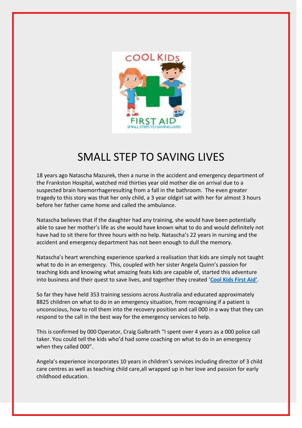 small step to saving lives