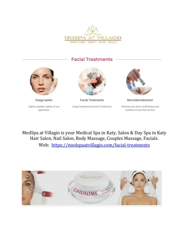 Facial Treatments, Body Treatments Richmond TX - MedSpa at Villagio
