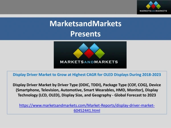 Display Driver Market to Grow at Highest CAGR for OLED Displays During 2018-2023