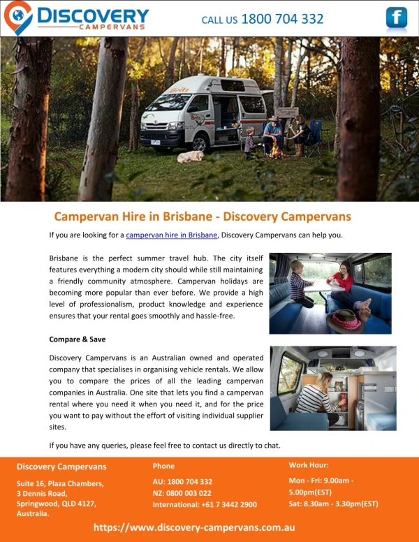 Campervan Hire in Brisbane - Discovery Campervans