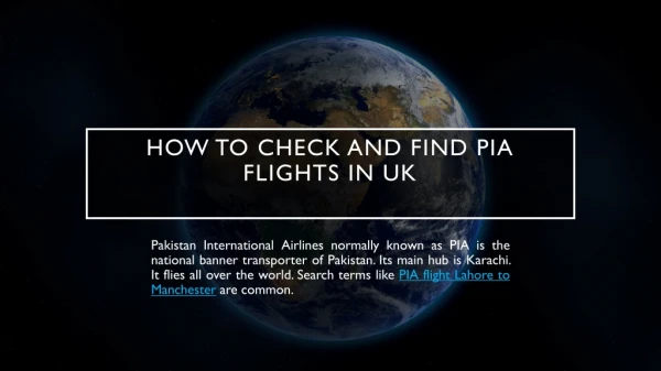 How to Check and Find PIA Flights in UK