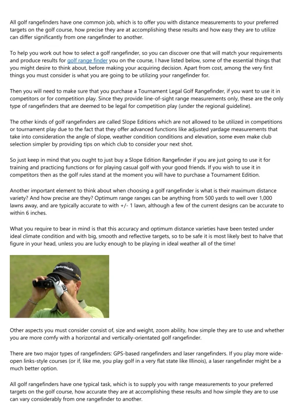 An Introduction Of Golf Rangefinders