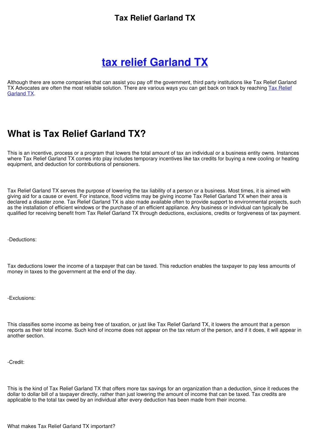 tax relief garland tx