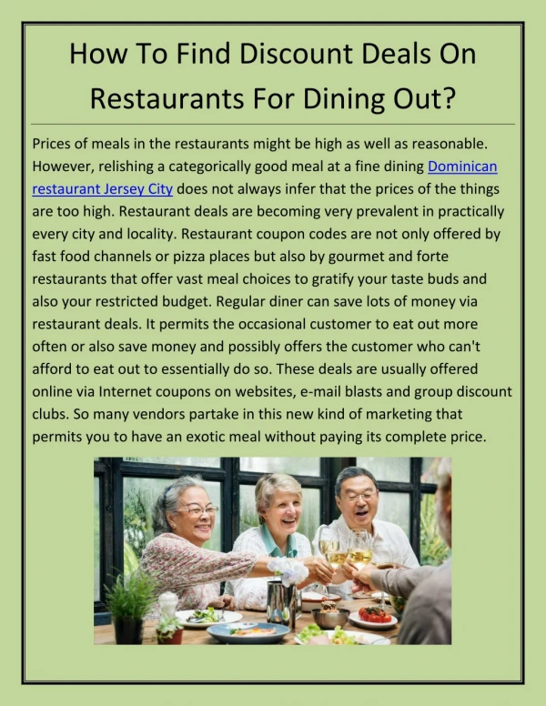 How To Find Discount Deals On Restaurants For Dining Out?