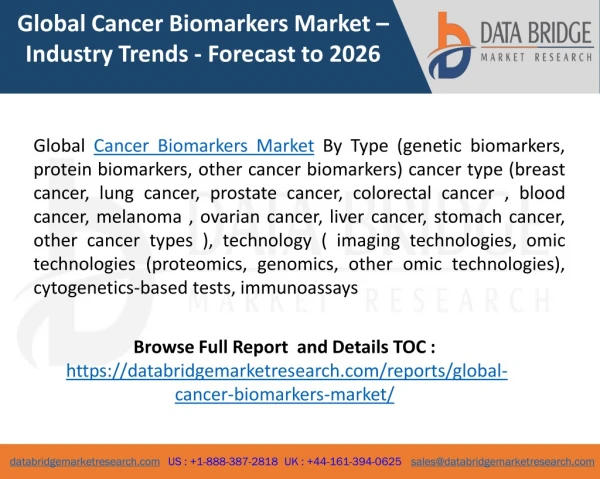 Global Cancer Biomarkers Market – Industry Trends - Forecast to 2026