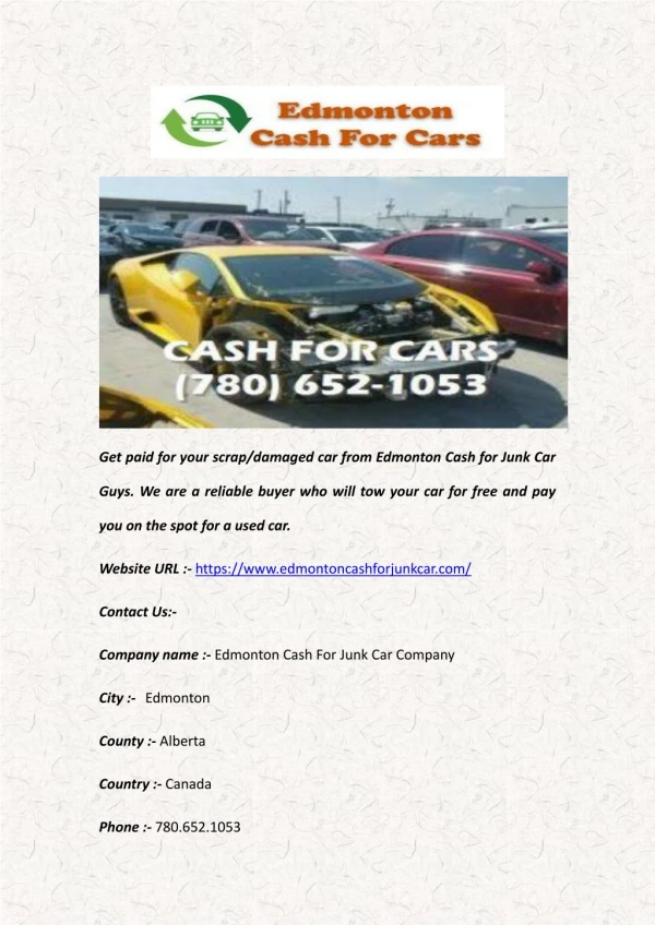 Cash for Cars Edmonton - Edmonton Cash for Junk Car Guys