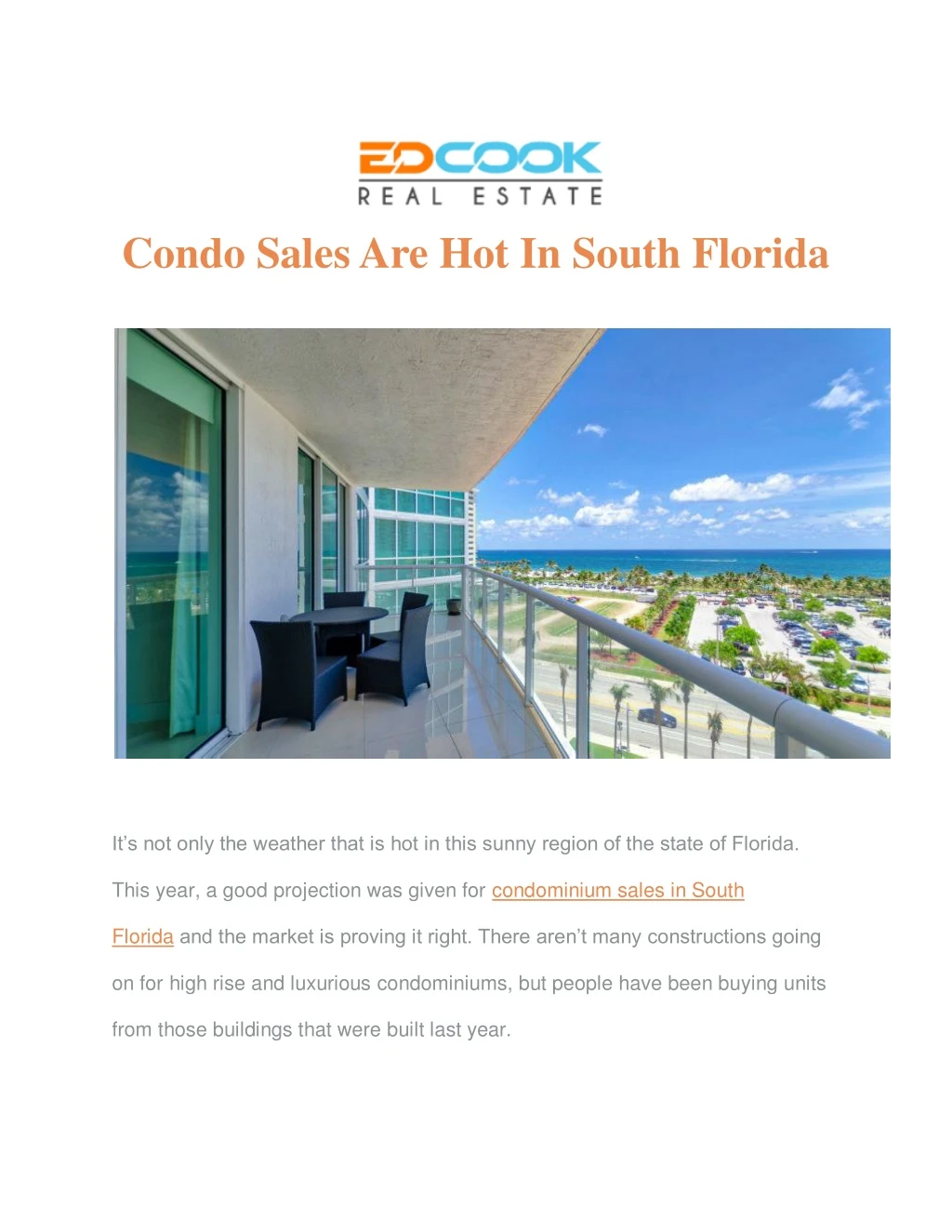condo sales are hot in south florida