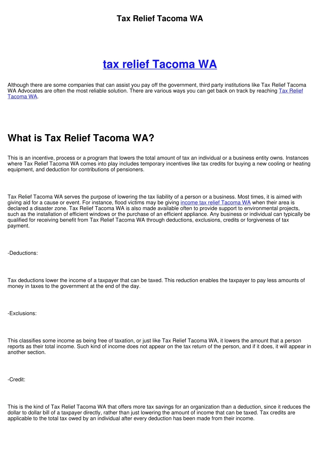 tax relief tacoma wa