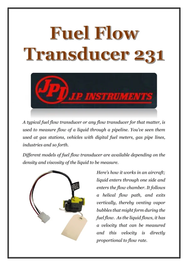 Fuel Flow Transducer 231