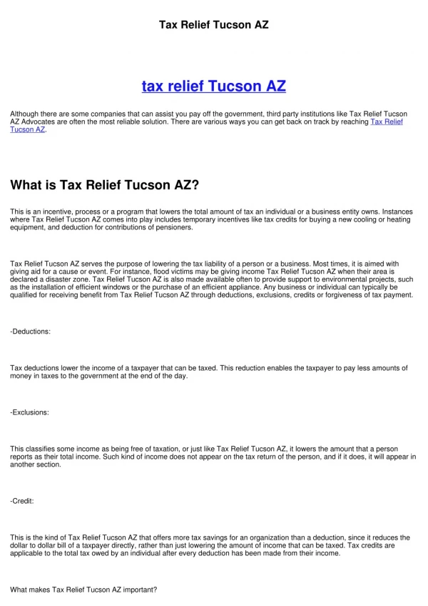 Tax Relief Tucson AZ